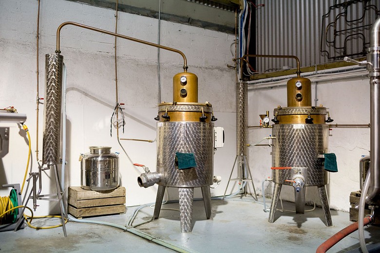 Our two smaller gin stills, Bertha's Revenge Gin